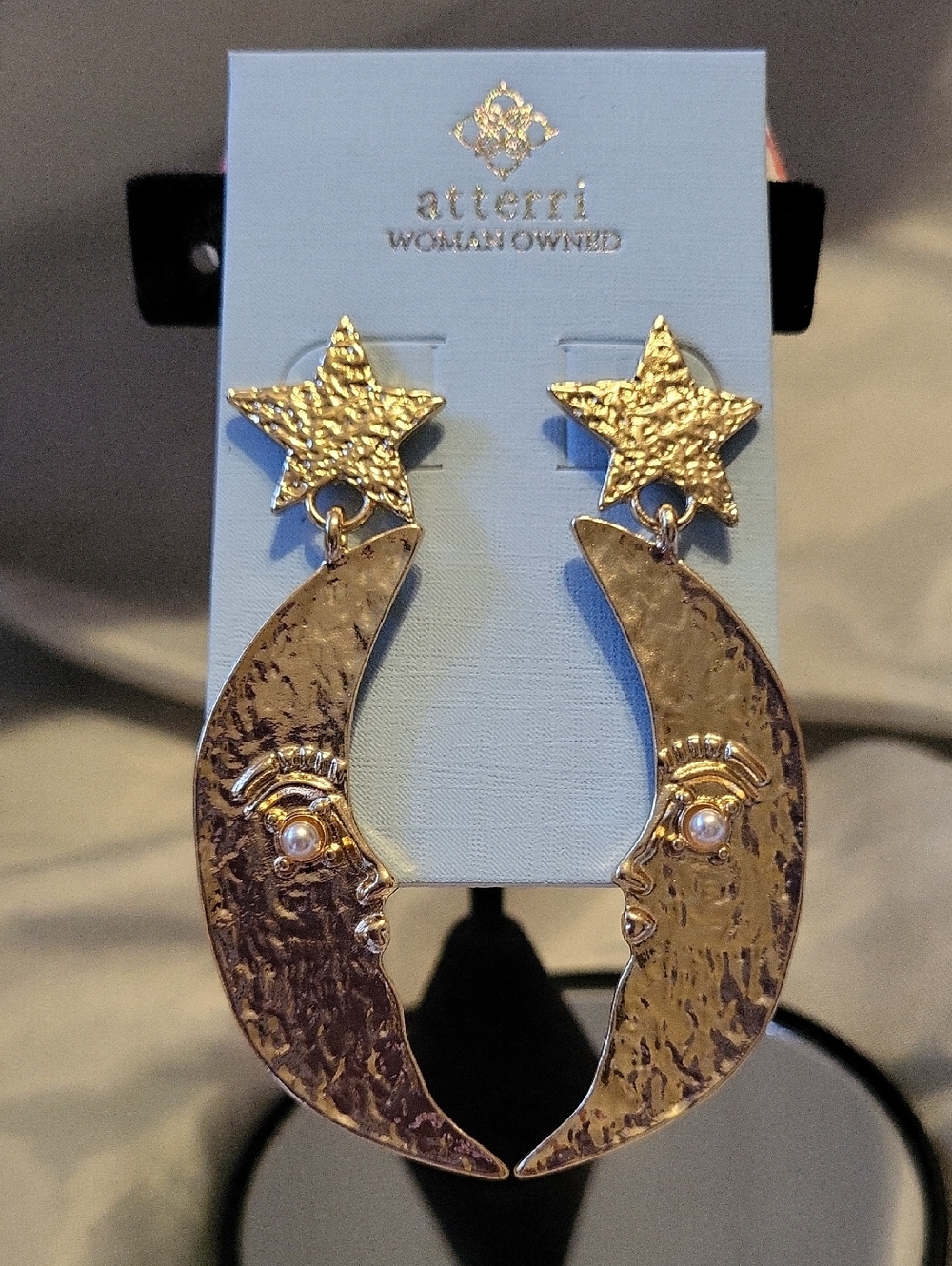 Atterri Golden Moon and Star Earrings